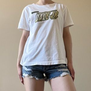 Dale Jr. NASCAR Hendrick Motorsports white graphic t shirt